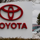 The Toyota logo on a sign outside a dealership in Colorado.